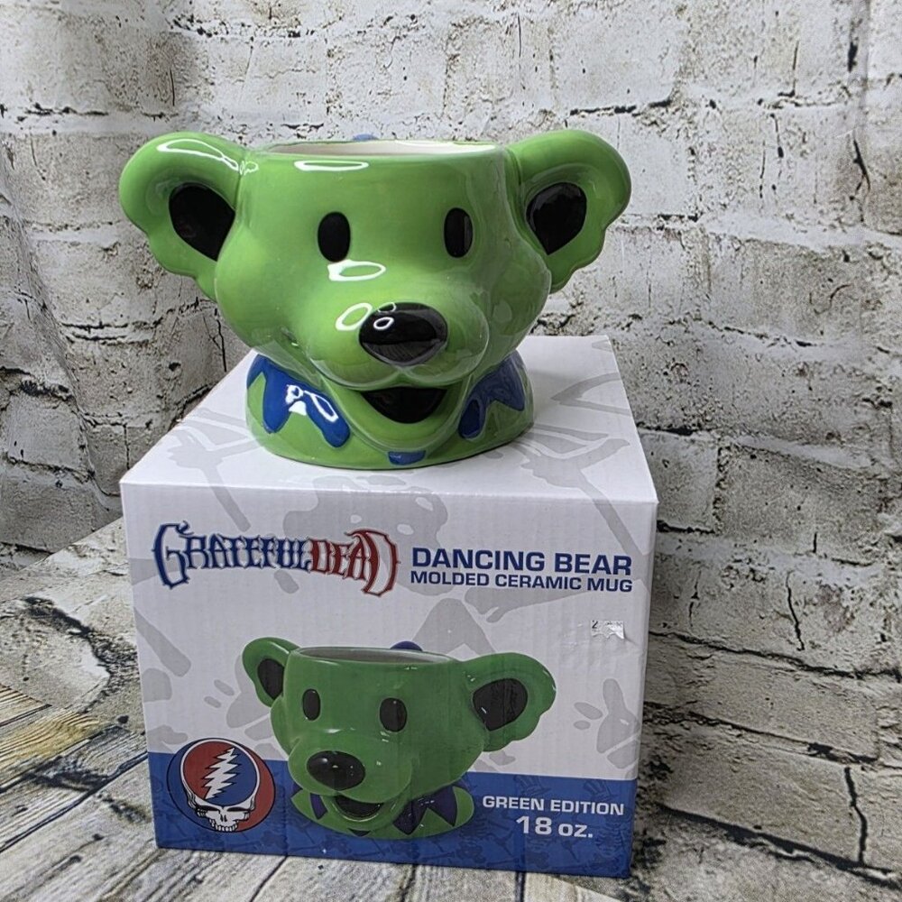 Grateful Dead Green Edition Dancing Bear 18oz Molded Ceramic Mug New In Box